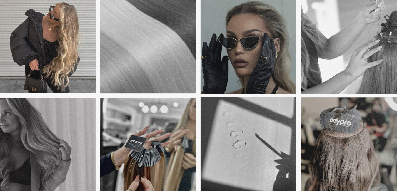 Professional hair stylist installing weft extensions